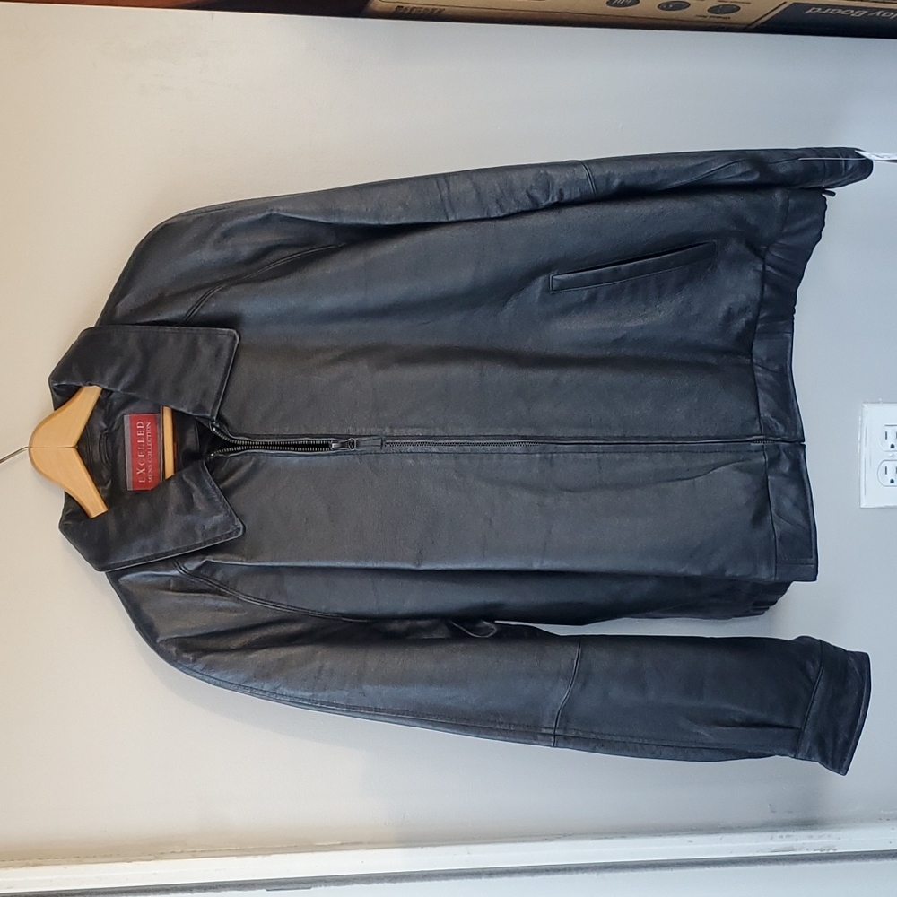 ✔️NWT Excelled  Mens Collection Leather Zip-Up Jacket Size L